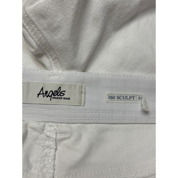 Angels Forever Young Sz 14 360 Sculpt Bermuda White Cuffed Denim Stretch Shorts - Picture 3 of 4
